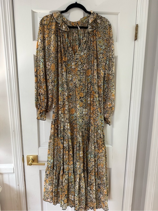 Free People Dresses & Skirts - Free People Floral Tiered Long Sleeve Midi Dress in Mustard Floral